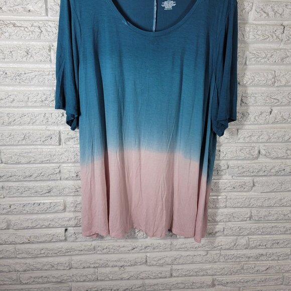 Lane Bryant Womens Top 26 28 Plus Tee Tunic Blue Ombre Comfy Casual BLU173E - Picture 4 of 7